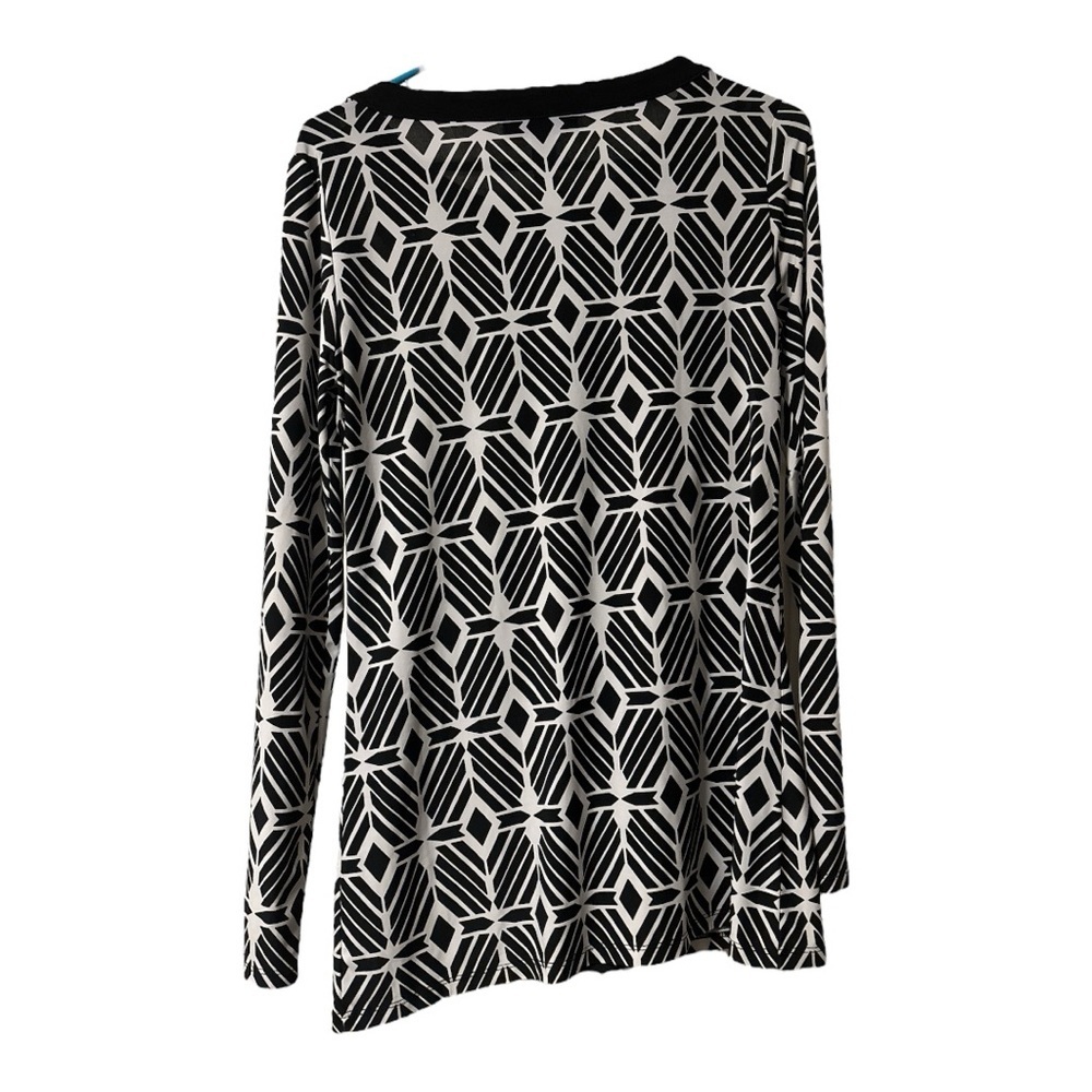 INC Jeweled Chic Black and White Geometric Women's Blouse Size Medium - Picture 2 of 2